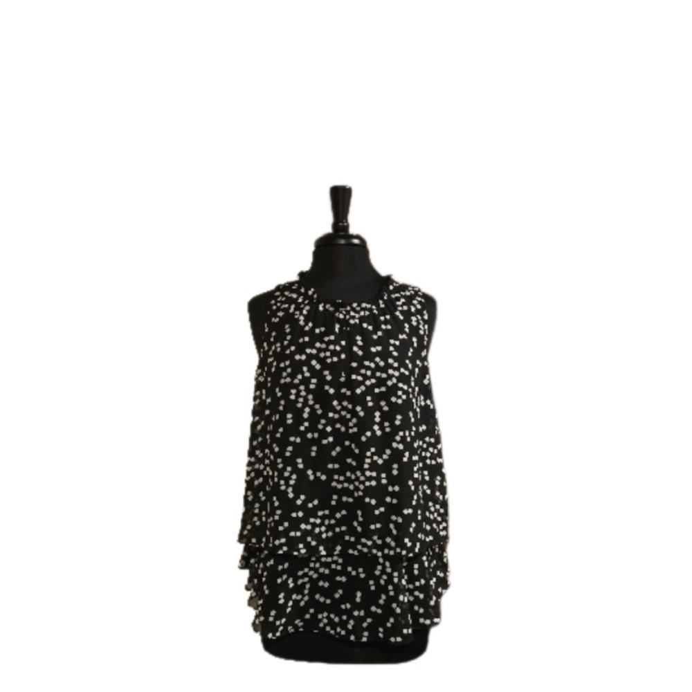 NWT Nine West Sleeveless Black & White Polka-dot Top Size Large